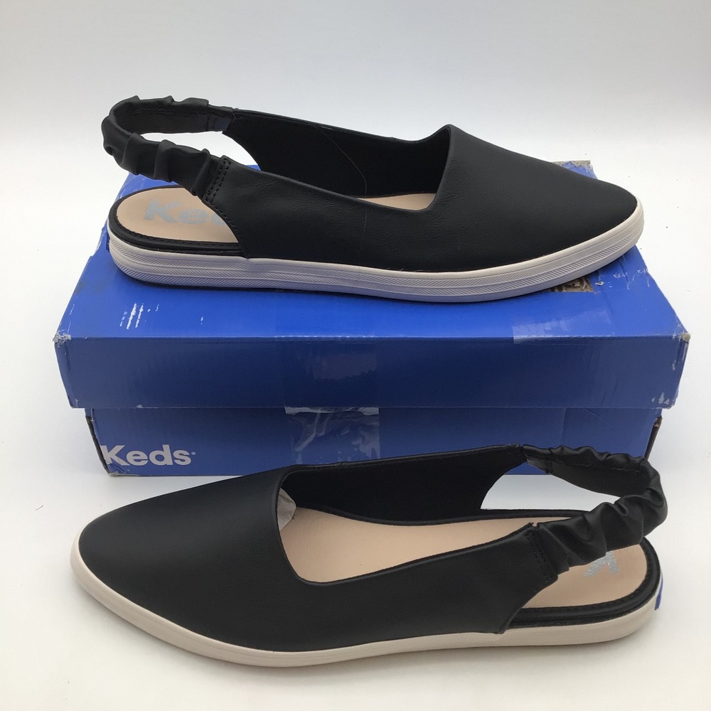 Keds Overtime Black Slingback Pointed Toe Sneakers Flats Womens Size 9.5 M NEW